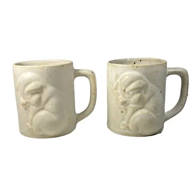 Buy 2 Studio Pottery Mugs Raised Pig Design Handmade Pottery Cups Mugs Pig Collector • 10.99£