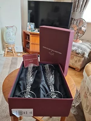 Buy 2 X Chelsea Champagne Flutes Stuart Lead Crystal Redhouse Collection NEW & BOXED • 29£