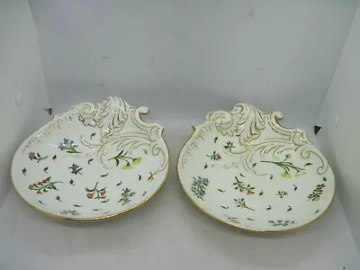 Buy Pair Dresden Porcelain Scroll Serving Dishes - Hand Painted • 13.99£