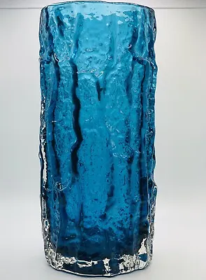 Buy Whitefriars Textured Large Kingfisher Blue 9” Bark Vase 9689 Geoffrey Baxter • 195£
