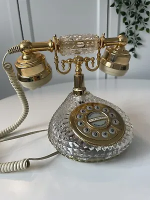 Buy Vintage Lead Crystal Telephone Royal Doulton Retro Hollywood Regency 80s Glass • 62.91£