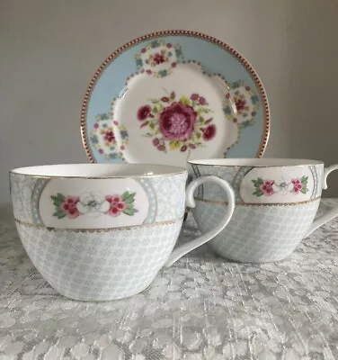 Buy Pip Studio Cups And Side Plate Bundle Blue Floral Porcelain • 16£