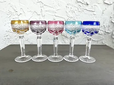Buy BOHEMIAN Czech Hand-Cut Crystal Multicolor Wine Glass Set (of 5) • 71.12£