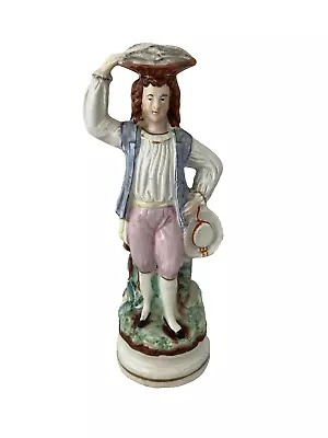 Buy Staffordshire Style Figure - Man Carrying Fish & Hat - 7.5  Tall - FREE POSTAGE • 24.95£
