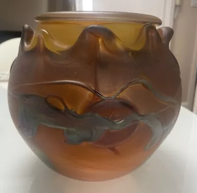 Buy JEAN-PIERRE J.P.MATEUS Signed 1997 French Iridescent Art Glass Vase France Rare • 140£