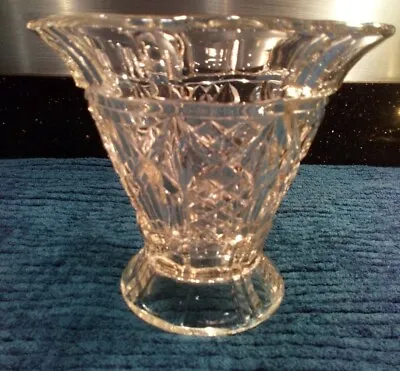 Buy Vintage Heavy Cut Glass Vase Retro 14cm High • 14.40£