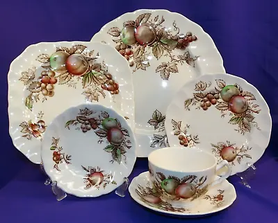 Buy 6 Pc Place Setting Johnson Brothers Harvest Time Dinnerware Hand Engraved Fruit • 37.88£