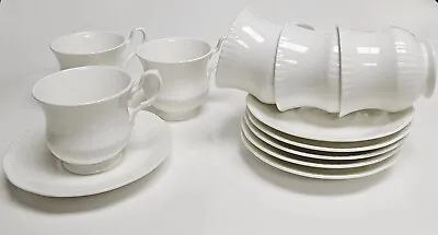 Buy Set Of 6 English White Fine Bone China Cups And Saucers, • 19.99£