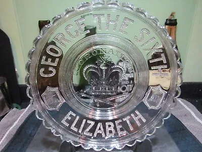 Buy A Glass Commemorative Plate/Bowl  King George VI & Elizabeth  Coronation 1937 • 4£