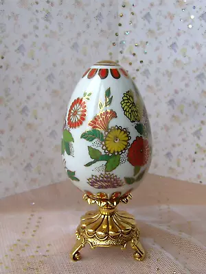 Buy Vintage Franklin Mint Porcelain Egg. 'Satsuma' Floral.  1988.  No Stand • 24£