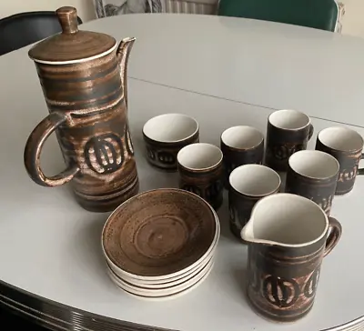 Buy Cinque Ports Pottery  Monastery Rye. Complete Coffee Set For 6. Vintage 60/70's • 20£