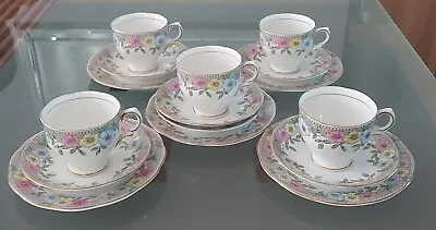 Buy Salisbury Bone China Cup & Saucer Trios X5 Stanhope 2614 Floral Pattern Vintage  • 25£
