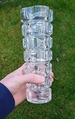 Buy Vintage-Cristal D'Arques Crystal Cut Glass  Vase 1960's Ice Clear 22cms • 19.99£