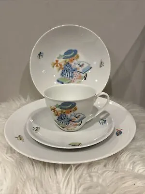 Buy (4) Hutschenreuther Hohenberg ~ Germany Child Plate, Bowl & Teacup & Saucer Set • 14.28£