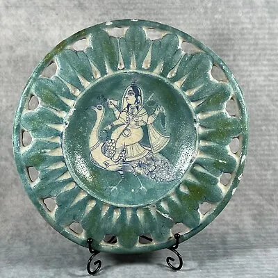 Buy Beautiful Antique Salt-Glazed Stoneware Plate Depicting Murugan On A Peacock • 175£