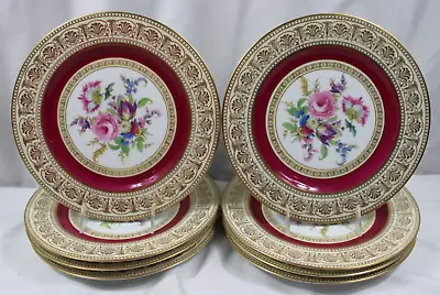 Buy Set 8 Thomas Bavaria JE Caldwell Dresden Flowers Gold Trim Cabinet Plates • 600.45£