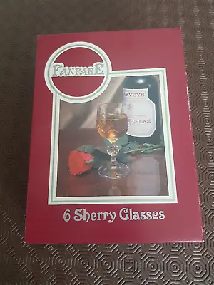 Buy 6 Fanfare Bohemia Crystal Glasses Sherry Liquor  Boxed • 25£