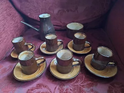 Buy GUERNSEY POTTERY Coffee Espresso Cups, Saucers, Milk Jug Sugar Pot Set 6 STAMPED • 28£