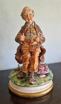 Buy Capodimonte Large Figurine Number 145 By MILIO Old Man On Log Sewing • 150£