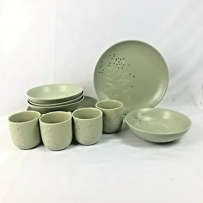 Buy 12 Piece Set Thomas Obrien Snow Leaf Dinnerware Dinner Plates Bowls Mugs • 66.29£