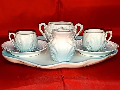 Buy EARLY 19th CENTURY GERMAN PORCELAIN, IN SCULPTED MOULDING FLORAL CHILDS TEA SET • 24.99£