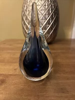 Buy Beautiful Vintage Tear Drop Shaped Glass Paperweight Blue • 20£