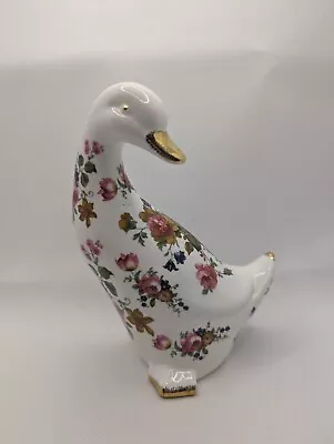 Buy Vintage Fenton China Staffordshire Duck Ornament Floral Bird Kitsch Decoration • 5.95£