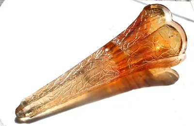Buy Antique Dugan Diamond Carnival Crackle Glass Auto Car Vase Marigold 7.5” Long • 47.58£