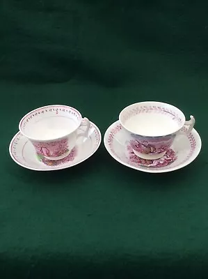 Buy 2 Antique Georgian Lustre Ware Cups And Saucers • 14.99£