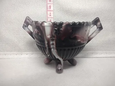 Buy Antique Davidsons Sowerby Purple Malachite Slag Glass Peacock Open Salt Bowl • 18£
