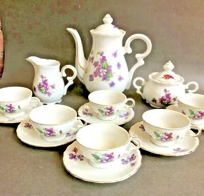 Buy Miniature/child's Size 15pc Violets Tea Set ~teapot,sugar,creamer,cups&saucers • 95.41£