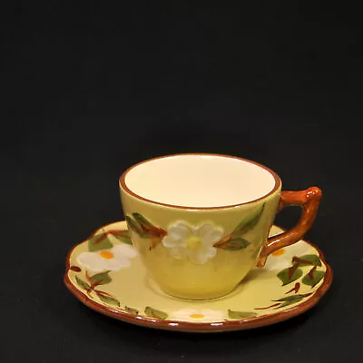 Buy Stangl White Dogwood Cup & Saucer 1965-1978 White #10 Pomona Green Leaves Brown • 23.61£