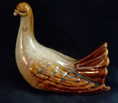 Buy Mid- Century Modern Bird Long Neck Fan Tail Pigeon Glazed Pottery/ Clay Art • 15.16£