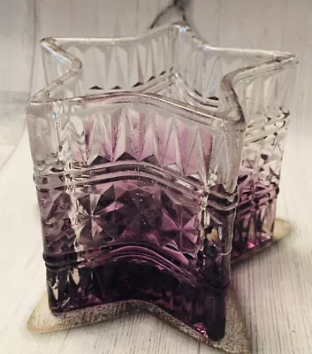 Buy Tea Light Votive Holder Cut Glass Star Clear & Purple Stunning Decorative  Vgc • 7.99£