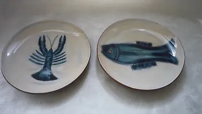 Buy Two Pottery Barn 8  Decorative Plate W/lobster And Fish Theme • 13.28£
