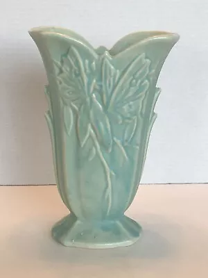 Buy McCoy Pottery 1940s Butterfly Line Deco Art Pottery Beautiful Turquoise Vase 409 • 72.28£
