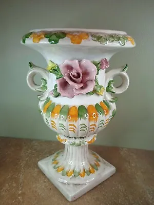 Buy Vintage, V Bassano Italy, Porcelain Floral Decorative Urn, 32cm Tall, Italian • 39.95£