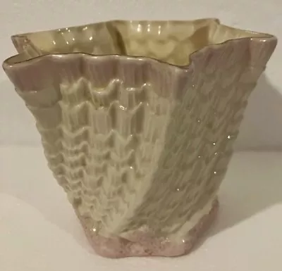 Buy Belleek Pink Tinge Vase - Gold Brown Mark C1985 Shell Effect • 19.99£
