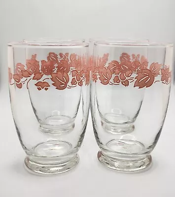 Buy Vintage Pyrex Pink GOOSEBERRY  Glass Tumblers 4.5” Drinking Glasses. Set Of 4 • 70.87£