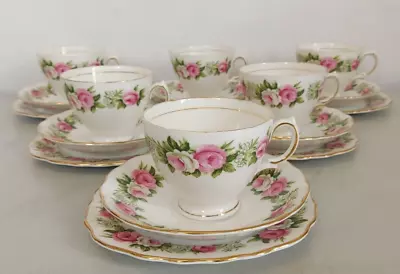 Buy Colcough Enchantment Pink Rose Tea Trios Cup Saucer Side Plate Vintage X6 💐 • 40£