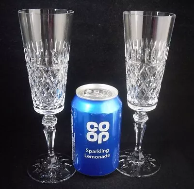 Buy Pair Of Galway Crystal RATHMORE Champagne Flutes Glasses 8.25 H  (signed) • 14.99£