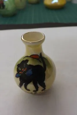 Buy Wilton Lustre Crested China Lucky Black Cat Vase From Llangollen 5cms High C99 • 4.99£