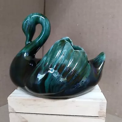 Buy Vintage Blue Mountain Pottery Swan Planter Vase Green Drip Glaze Canada • 18.10£