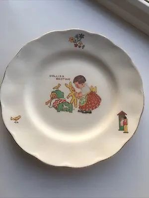 Buy Childs Side Plate  CREAM PETAL GRINDLEY ENGLAND DOLLIES BEDTIME • 6.99£