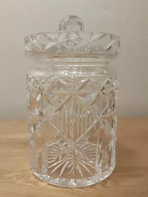 Buy Beautiful Vintage Crystal Cut Glass Biscuit Barrel / Sweet Jar 19cm • 20£