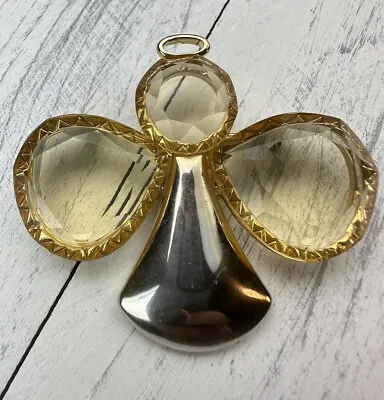Buy Vintage Angel Simulated Citrine Color Glass Faceted Pendant Pin Brooch • 13.50£
