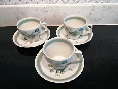 Buy Woods & Sons Clovelly SET OF THREE Cups & Saucers 1950’s • 7.99£