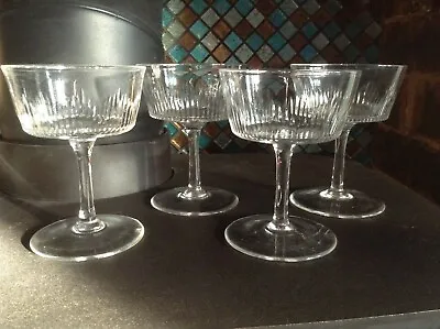 Buy 4 X Edwardian Cut Crystal Glass Champagne Cocktail Saucers • 99.99£