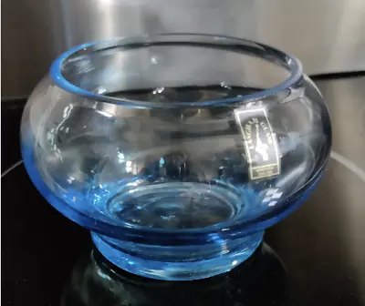 Buy LANGHAM GLASS  ETERNAL FLAME BOWL  BLUE 5  X 3   VERY GOOD CONDITION • 8£