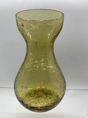 Buy Yellow Crackle Glass Bulb Forcer Vase Vintage 5.75 “ • 10.22£